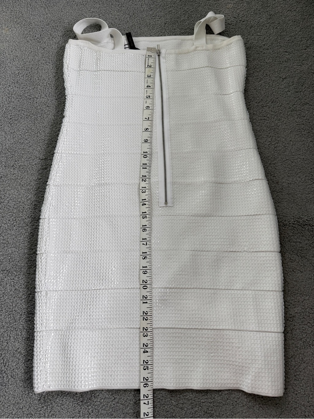 New NWT BCBGMaxAzria White Sequins Bandage Midi stretch bodycon Y2K Dress L M - Picture 9 of 10